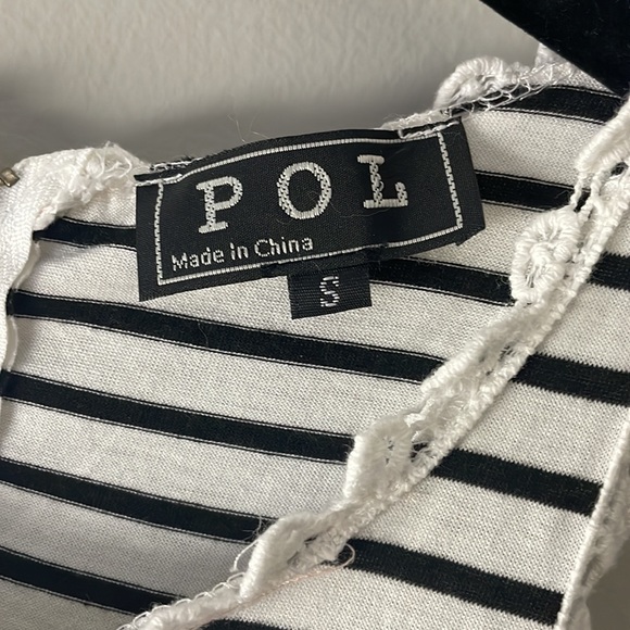 NWOT • POL BLACK & WHITE STRIPE BABYDOLL HEM TOP - Picture 5 of 6